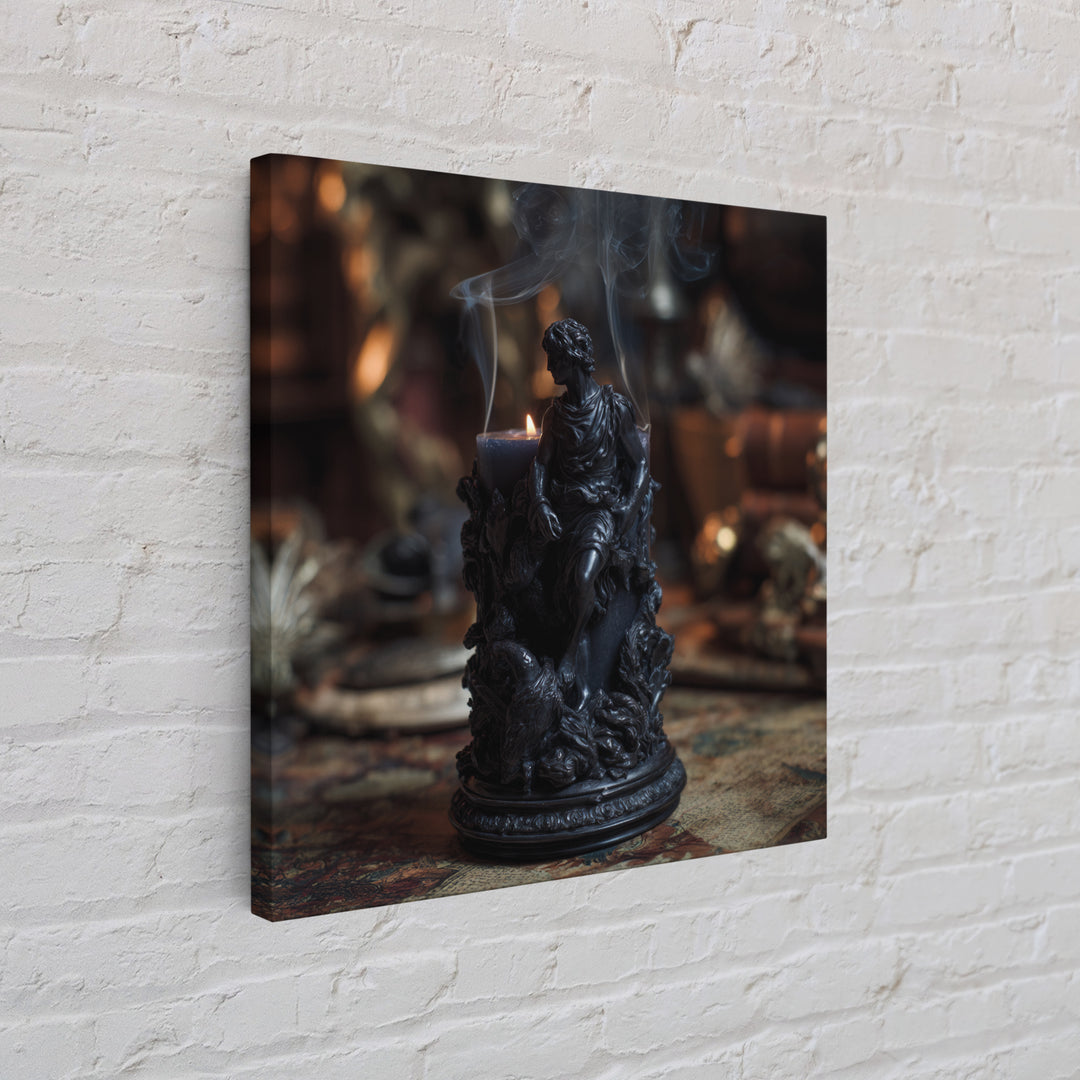 The Black Wax Candle, Ornate Symbolist Art, Square Wall Art, Dark Fantasy Wall Art, Framed Canvas Print, Halloween Wall Art