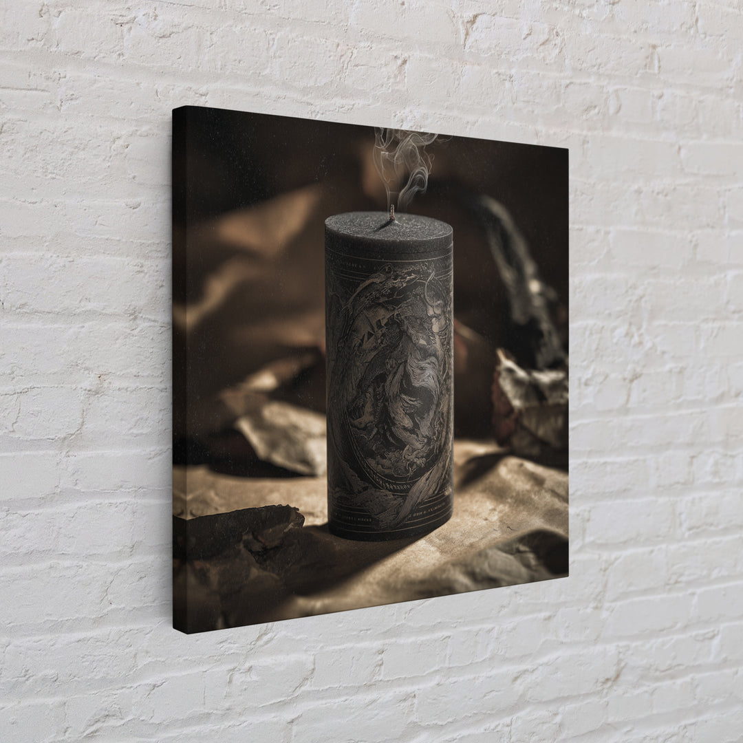 The Black Wax Candle, Decadent Gothic Art, Square Wall Art, Gothic Horror Wall Art, Framed Canvas Print, Halloween Wall Art