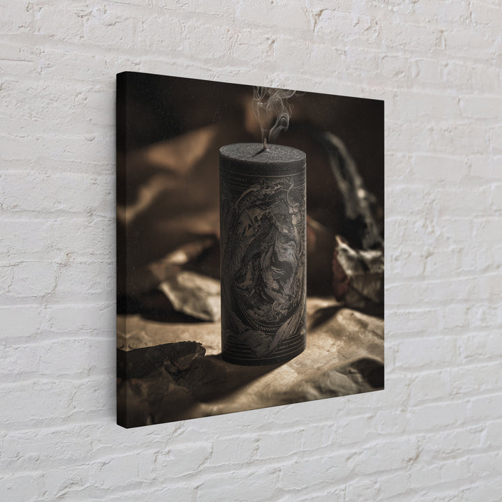 The Black Wax Candle, Decadent Gothic Art, Square Wall Art, Gothic Horror Wall Art, Framed Canvas Print, Halloween Wall Art