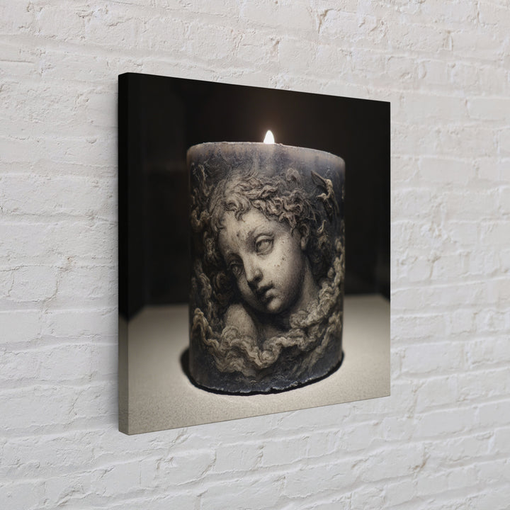 The Black Wax Candle, Symbolist Etching Art, Square Wall Art, Macabre Wall Art, Framed Canvas Print, Halloween Wall Art