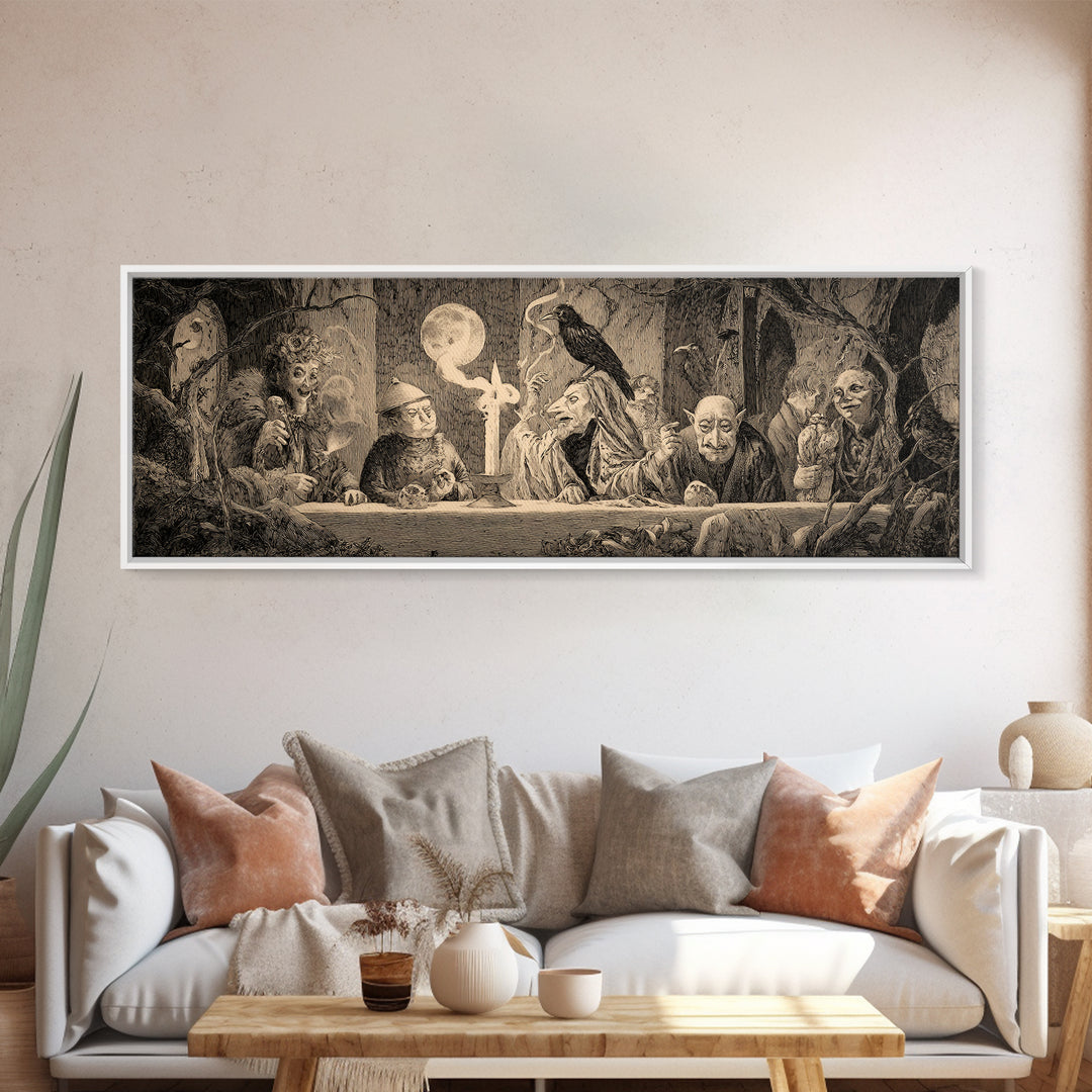 The Black Wax Candle, Expressionist Nightmare Art, Extra Wide Wall Art, Gothic Horror Wall Art, Framed Canvas Print, Halloween Wall Art