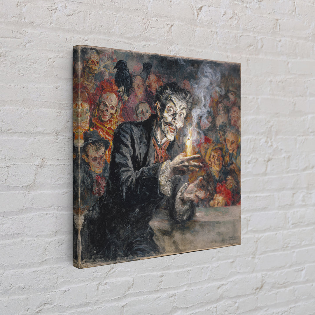 The Black Wax Candle, Grotesque Carnival Art, Square Wall Art, Gothic Horror Wall Art, Framed Canvas Print, Halloween Wall Art