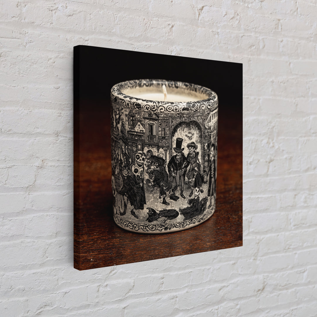 The Black Wax Candle, Macabre Folk Print Art, Square Wall Art, Gothic Horror Wall Art, Framed Canvas Print, Halloween Wall Art