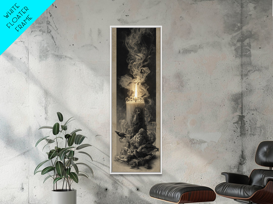 The Black Wax Candle, Surreal Apocalyptic Art, Tall Narrow Wall Art, Gothic Horror Wall Art, Canvas Print, Halloween Wall Art