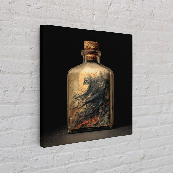 The Bottled Ghost, Dark Renaissance Art, Square Wall Art, Dark Fantasy Wall Art, Framed Canvas Print, Halloween Wall Art