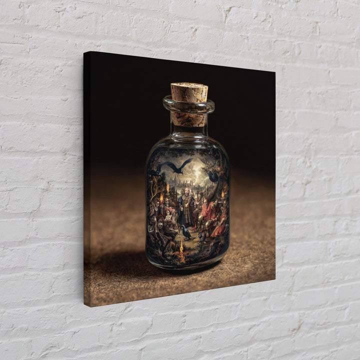 The Bottled Ghost, Danse Macabre Art, Square Wall Art, Gothic Horror Wall Art, Canvas Print, Halloween Wall Art