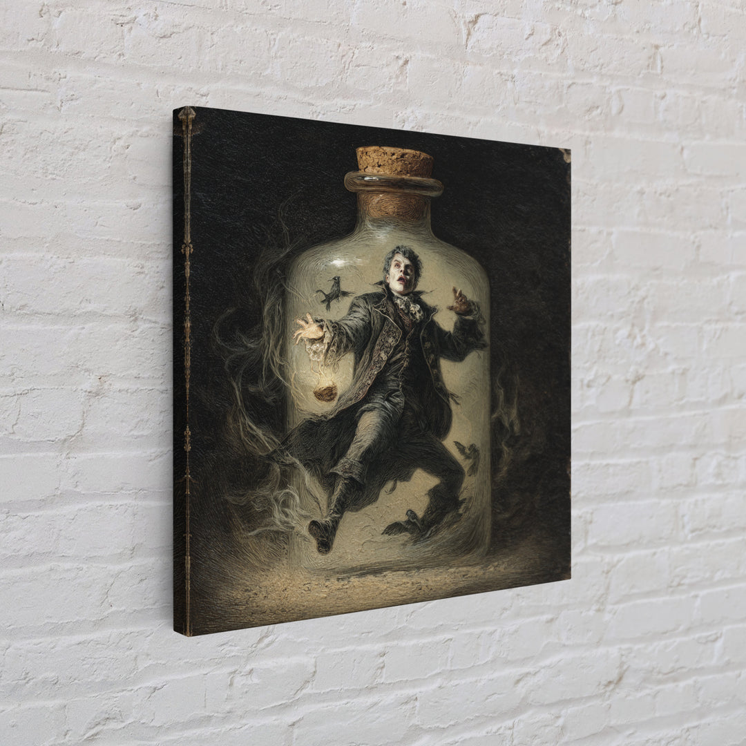 The Bottled Ghost, Gothic Nightmare Art, Square Wall Art, Gothic Horror Wall Art, Canvas Print, Halloween Wall Art, Seasonal Home Decor