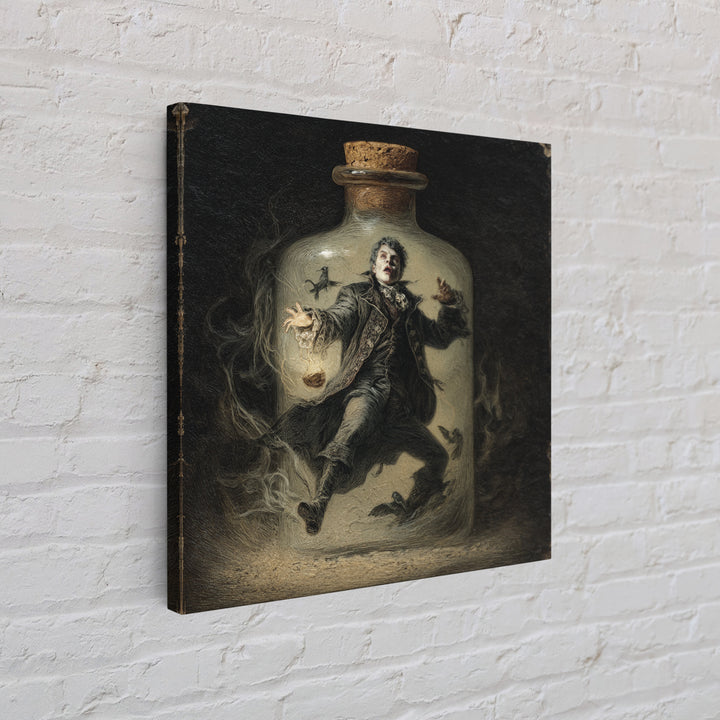The Bottled Ghost, Gothic Nightmare Art, Square Wall Art, Gothic Horror Wall Art, Canvas Print, Halloween Wall Art, Seasonal Home Decor