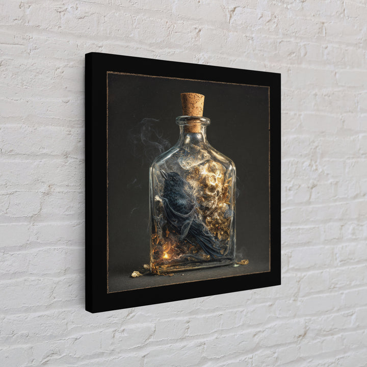 The Bottled Ghost, Ornate Symbolist Art, Square Wall Art, Dark Halloween Decor, Framed Canvas Print, Halloween Wall Art