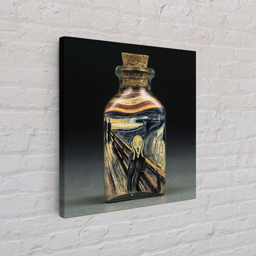 The Bottled Ghost, Expressionist Gothic Art, Square Wall Art, Gothic Horror Wall Art, Framed Canvas Print, Halloween Wall Art