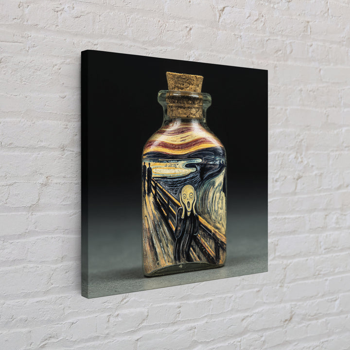 The Bottled Ghost, Expressionist Gothic Art, Square Wall Art, Gothic Horror Wall Art, Framed Canvas Print, Halloween Wall Art