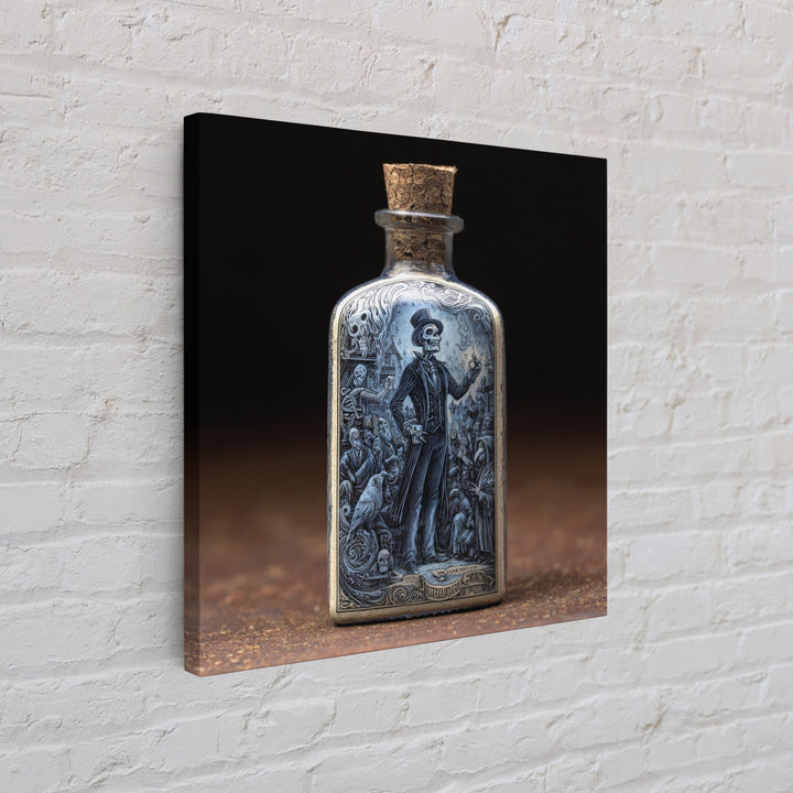 The Bottled Ghost, Macabre Folk Print Art, Square Wall Art, Dark Fantasy Wall Art, Framed Canvas Print, Halloween Wall Art