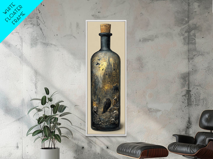 The Bottled Ghost, Surreal Apocalyptic Art, Tall Narrow Wall Art, Gothic Horror Wall Art, Framed Canvas Print, Halloween Wall Art