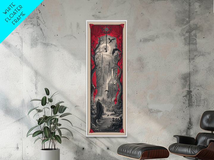 The Coffin Key, Gothic Engraving Art, Tall Narrow Wall Art, Macabre Wall Art, Framed Canvas Print, Halloween Wall Art, Halloween Decor