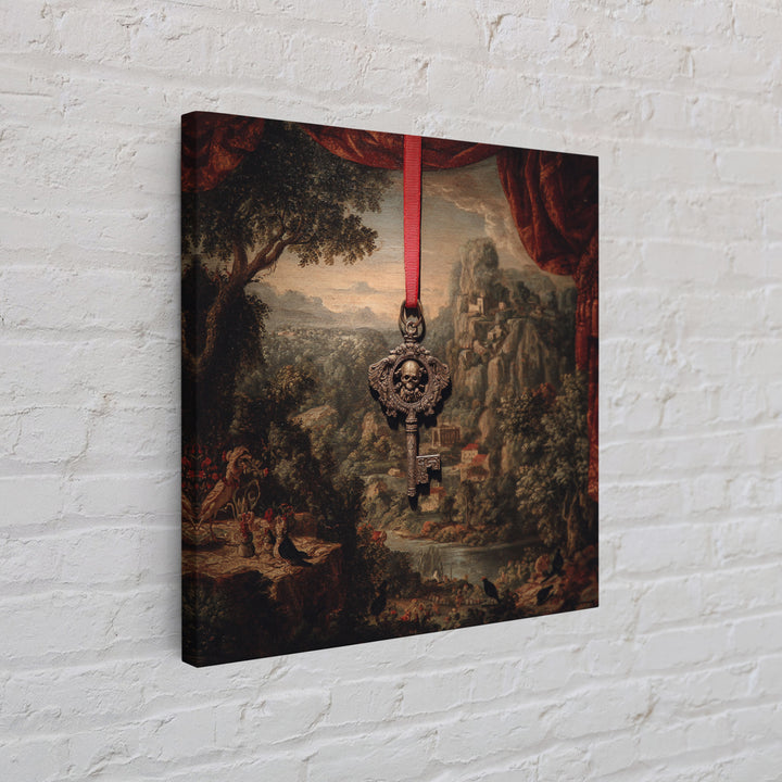 The Coffin Key, Baroque Witchcraft Art, Square Wall Art, Dark Fantasy Wall Art, Canvas Print, Halloween Wall Art, Horror Wall Art