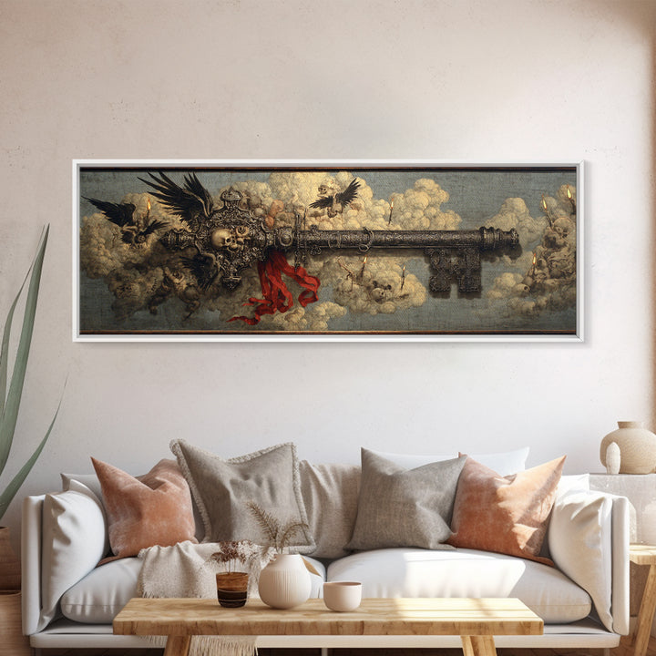 The Coffin Key, Visionary Gothic Art, Extra Wide Wall Art, Macabre Wall Art, Framed Canvas Print, Halloween Wall Art
