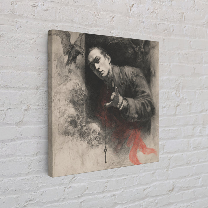The Coffin Key, Symbolist Dream Art, Square Wall Art, Dark Fantasy Wall Art, Canvas Print, Halloween Wall Art, Dark Fantasy Art