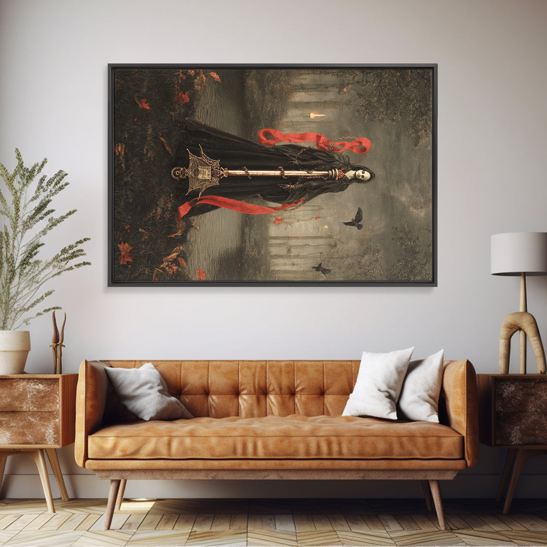 The Coffin Key, Symbolist Gothic Landscape, Landscape Wall Art, Macabre Wall Art, Framed Canvas Print, Halloween Wall Art