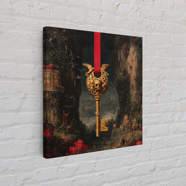 The Coffin Key, Ornate Symbolist Art, Square Wall Art, Gothic Horror Wall Art, Canvas Print, Halloween Wall Art, Seasonal Home Decor