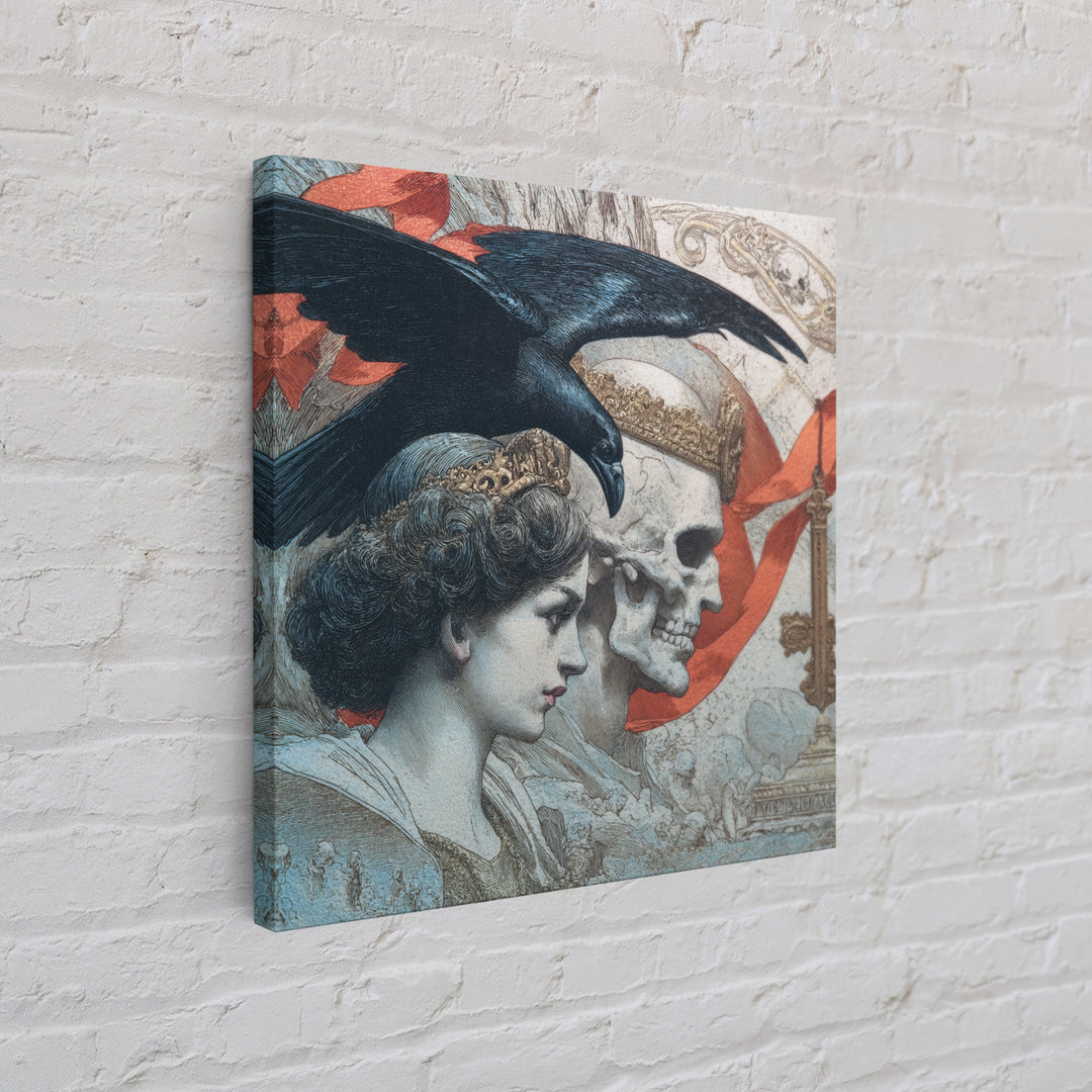 The Coffin Key, Symbolist Death Art, Square Wall Art, Dark Halloween Decor, Framed Canvas Print, Halloween Wall Art