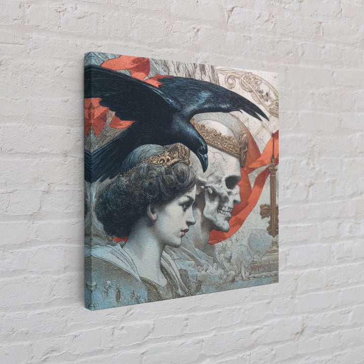The Coffin Key, Symbolist Death Art, Square Wall Art, Dark Halloween Decor, Framed Canvas Print, Halloween Wall Art