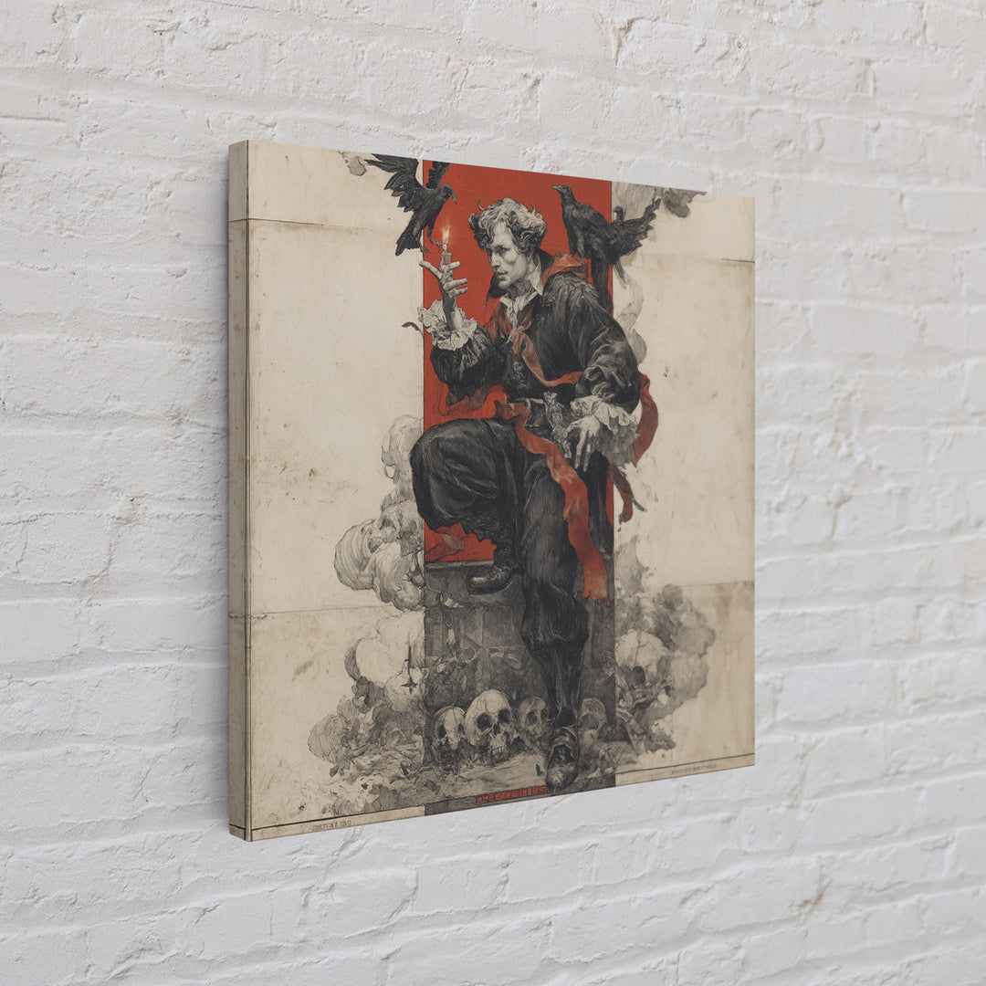 The Coffin Key, Symbolist Etching Art, Square Wall Art, Dark Halloween Decor, Framed Canvas Print, Halloween Wall Art, Statement Wall Art