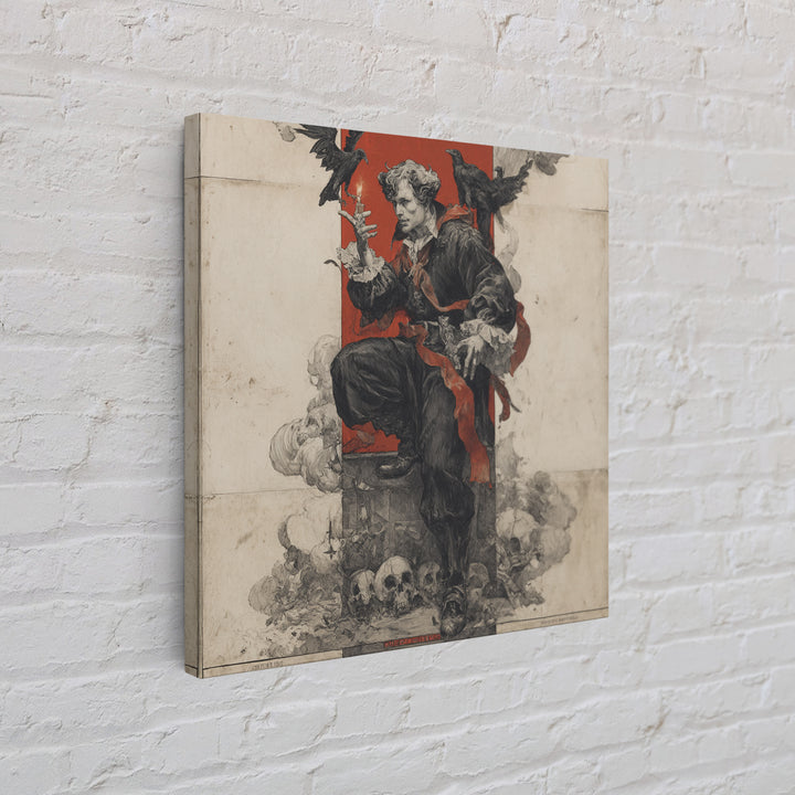 The Coffin Key, Symbolist Etching Art, Square Wall Art, Dark Halloween Decor, Framed Canvas Print, Halloween Wall Art, Statement Wall Art
