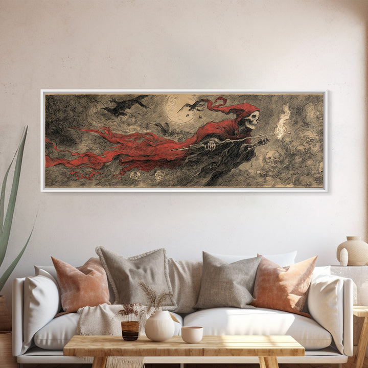 The Coffin Key, Expressionist Nightmare Art, Extra Wide Wall Art, Dark Halloween Decor, Framed Canvas Print, Halloween Wall Art