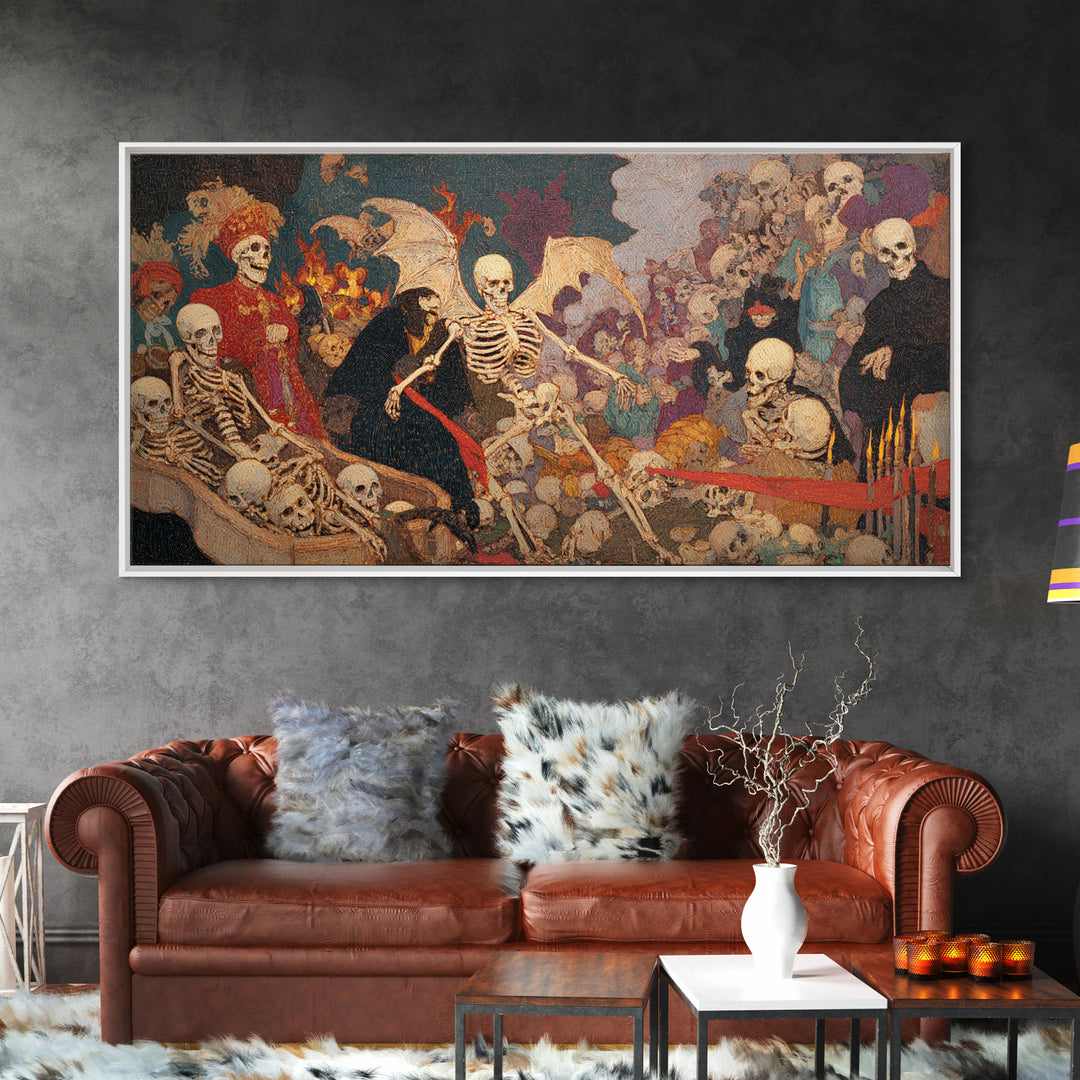 The Coffin Key, Grotesque Carnival Art, Wide Panoramic Art, Macabre Wall Art, Canvas Print, Halloween Wall Art, Gothic Home Decor