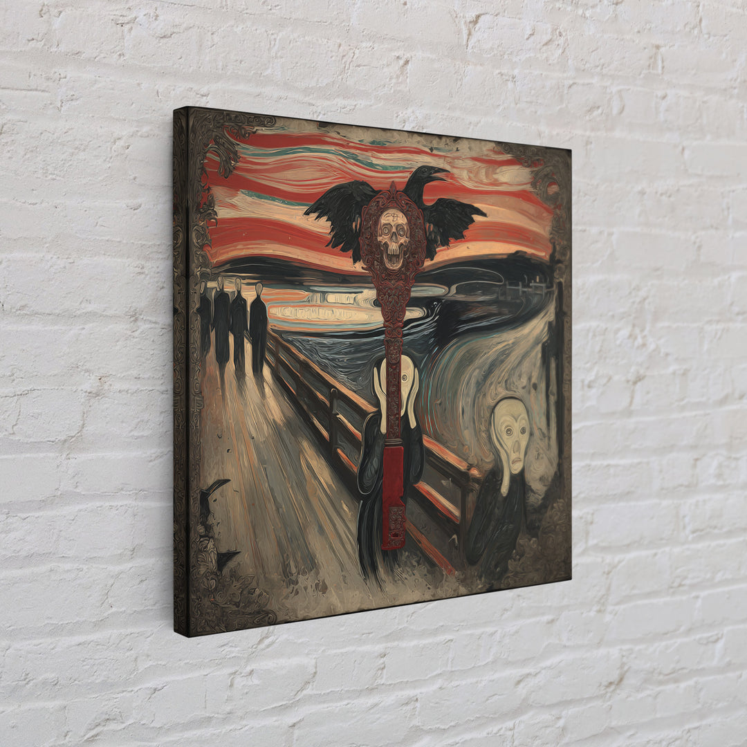 The Coffin Key, Expressionist Gothic Art, Square Wall Art, Dark Halloween Decor, Framed Canvas Print, Halloween Wall Art, Dark Fantasy Art