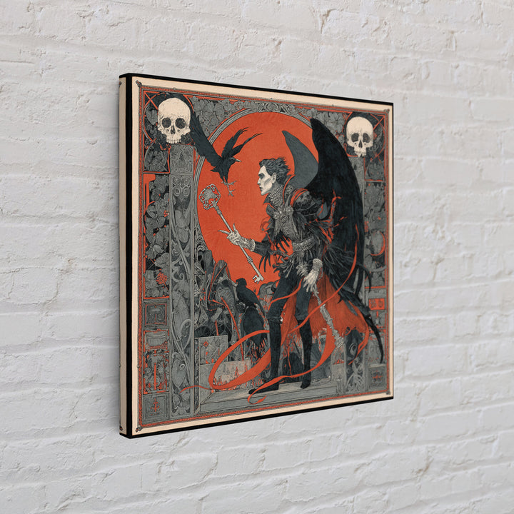 The Coffin Key, Stained Glass Gothic Art, Square Wall Art, Dark Halloween Decor, Canvas Print, Halloween Wall Art, Dark Fantasy Art