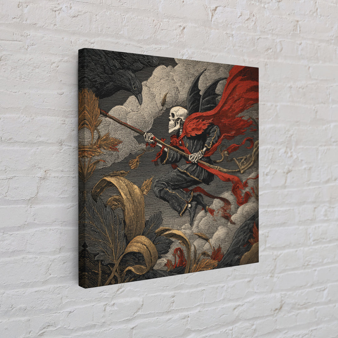 The Coffin Key, Macabre Folk Print Art, Square Wall Art, Dark Fantasy Wall Art, Framed Canvas Print, Halloween Wall Art