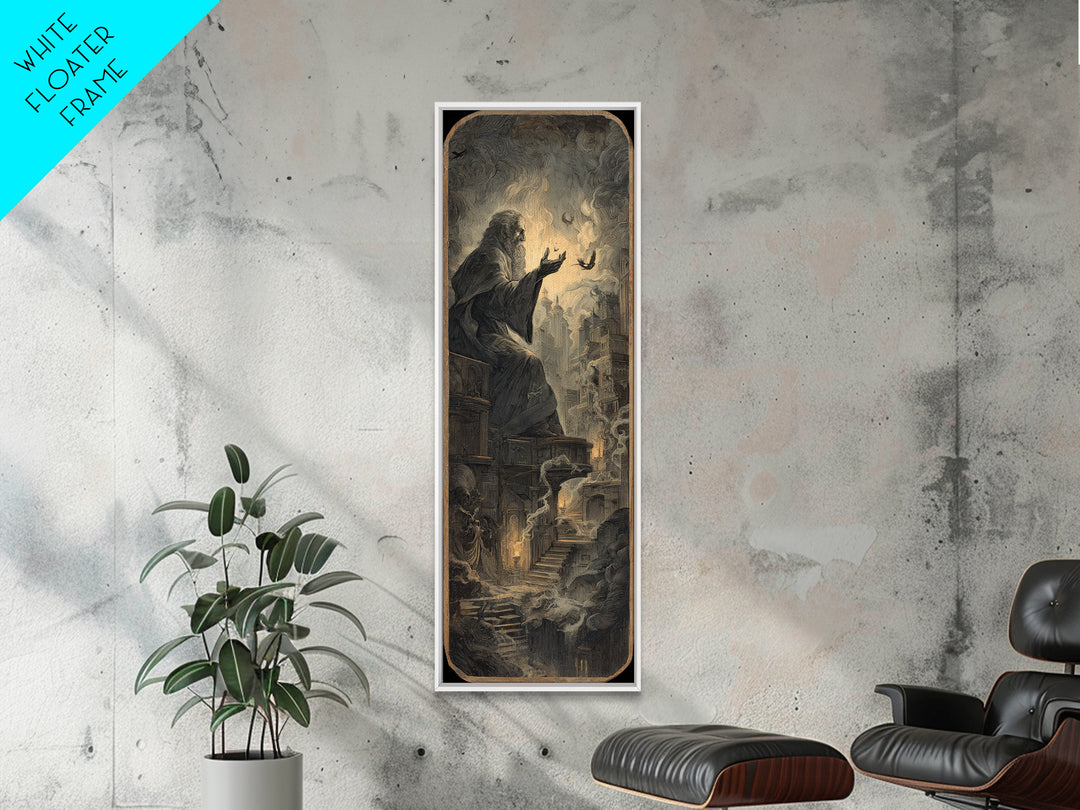 The Antique Spirit Board, Gothic Engraving Art, Tall Narrow Wall Art, Macabre Wall Art, Canvas Print, Halloween Wall Art