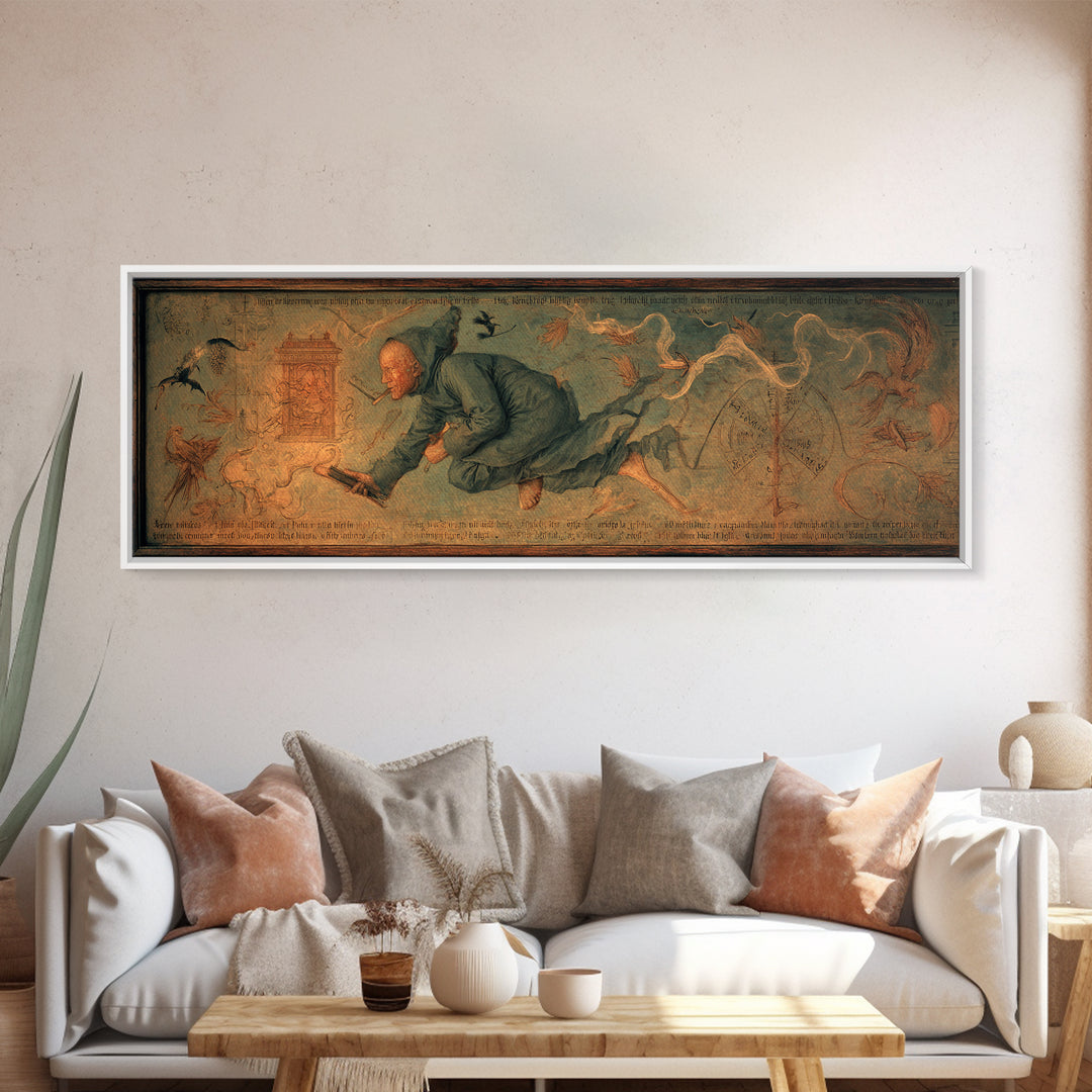 The Antique Spirit Board, Medieval Grotesque Art, Extra Wide Wall Art, Dark Fantasy Wall Art, Canvas Print, Halloween Wall Art