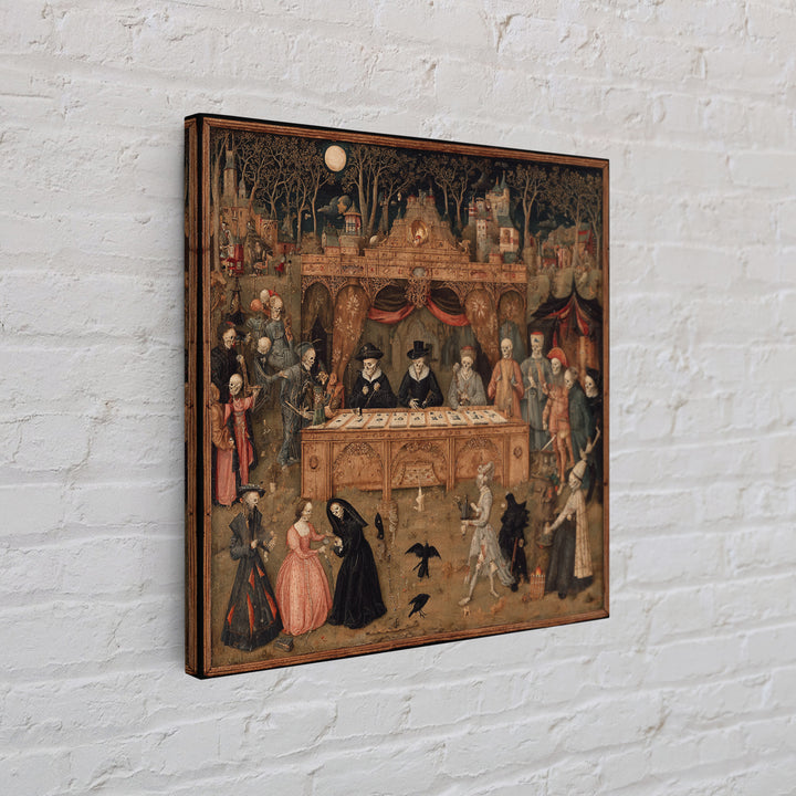 The Antique Spirit Board, Danse Macabre Art, Square Wall Art, Dark Fantasy Wall Art, Framed Canvas Print
