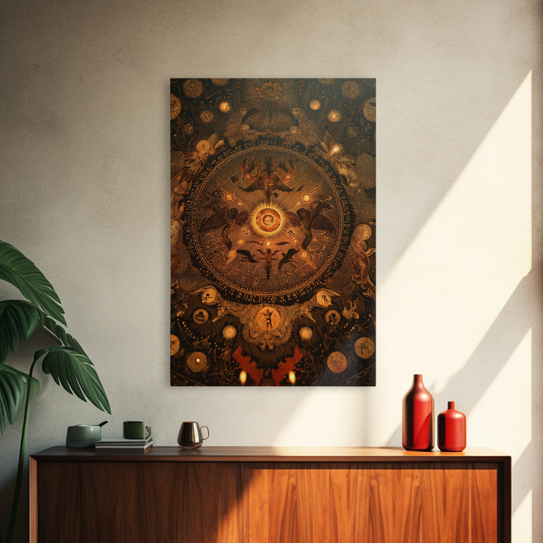 The Antique Spirit Board, Visionary Gothic Art, Vertical Wall Art, Gothic Horror Wall Art, Canvas Print, Halloween Wall Art