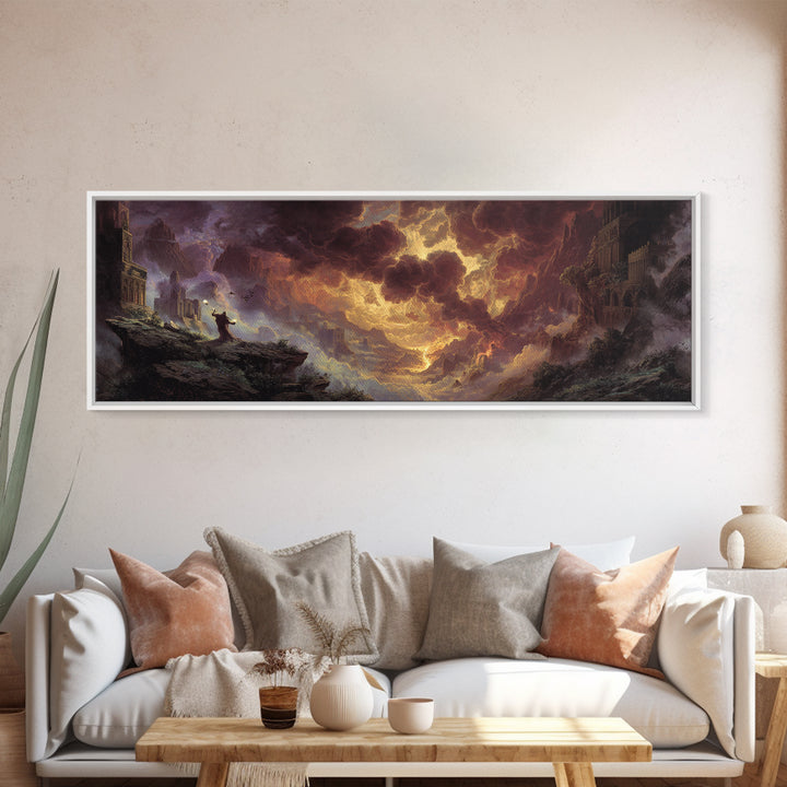 The Antique Spirit Board, Apocalyptic Romantic Art, Extra Wide Wall Art, Dark Fantasy Wall Art, Framed Canvas Print, Halloween Wall Art