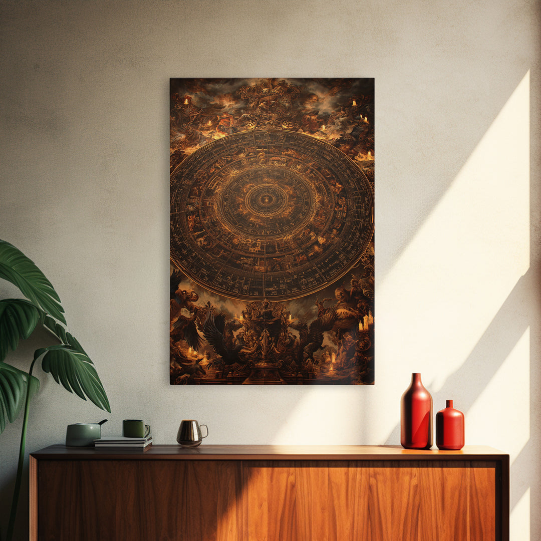 The Antique Spirit Board, Ornate Symbolist Art, Vertical Wall Art, Dark Halloween Decor, Framed Canvas Print, Halloween Wall Art