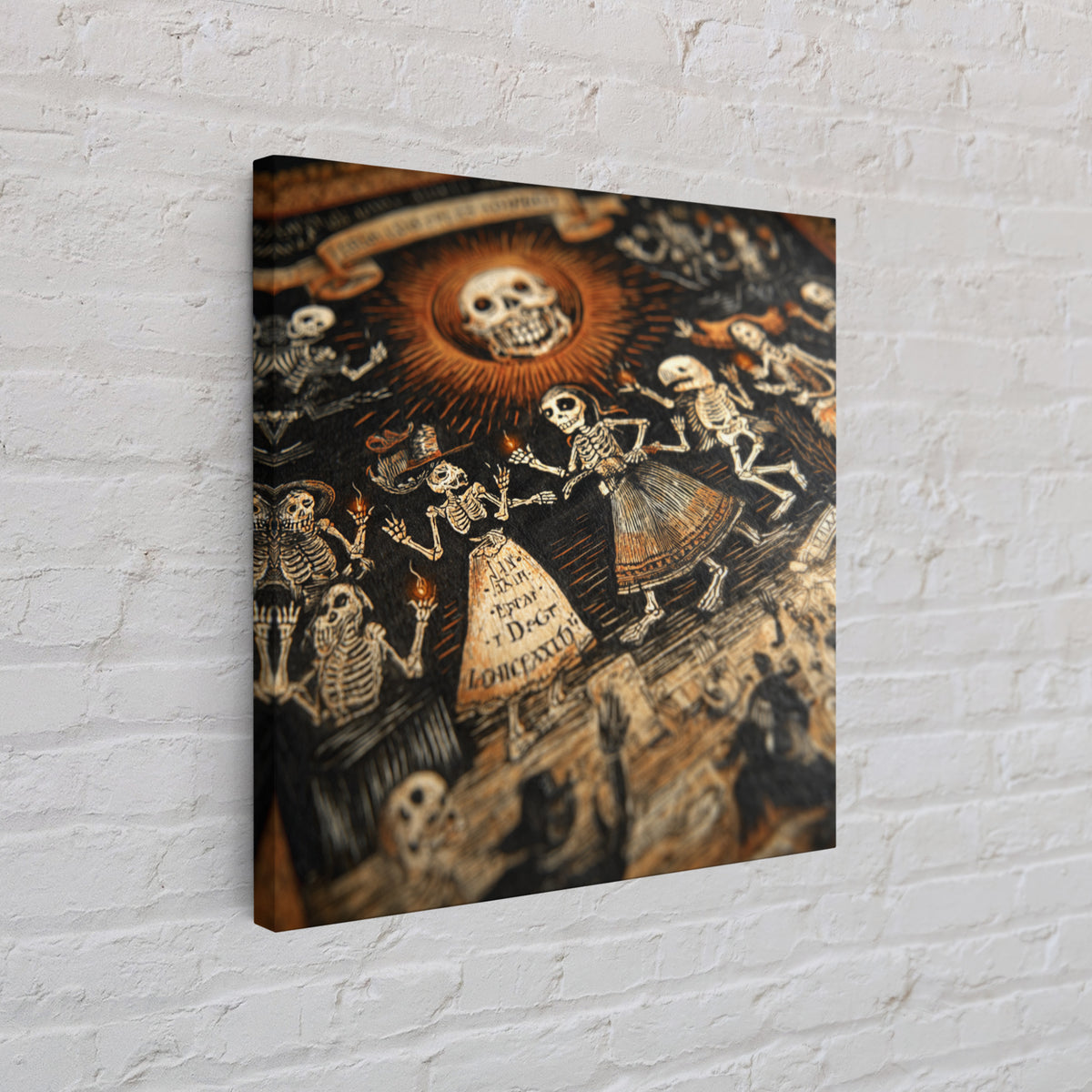 The Antique Spirit Board, Macabre Folk Print Art, Square Wall Art, Gothic Horror Wall Art, Canvas Print, Halloween Wall Art