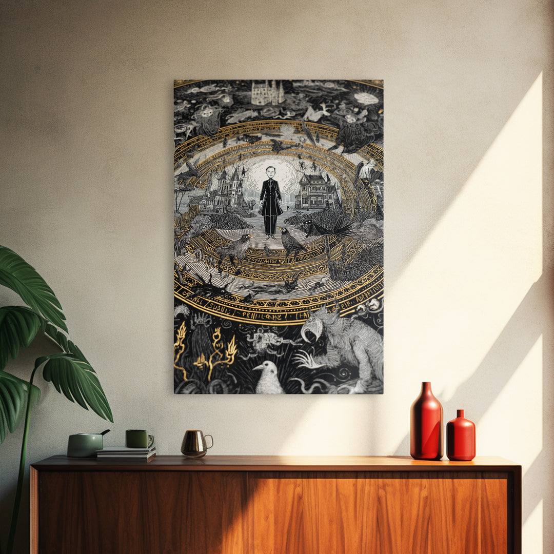 The Antique Spirit Board, Victorian Macabre Art, Vertical Wall Art, Gothic Horror Wall Art, Canvas Print, Halloween Wall Art