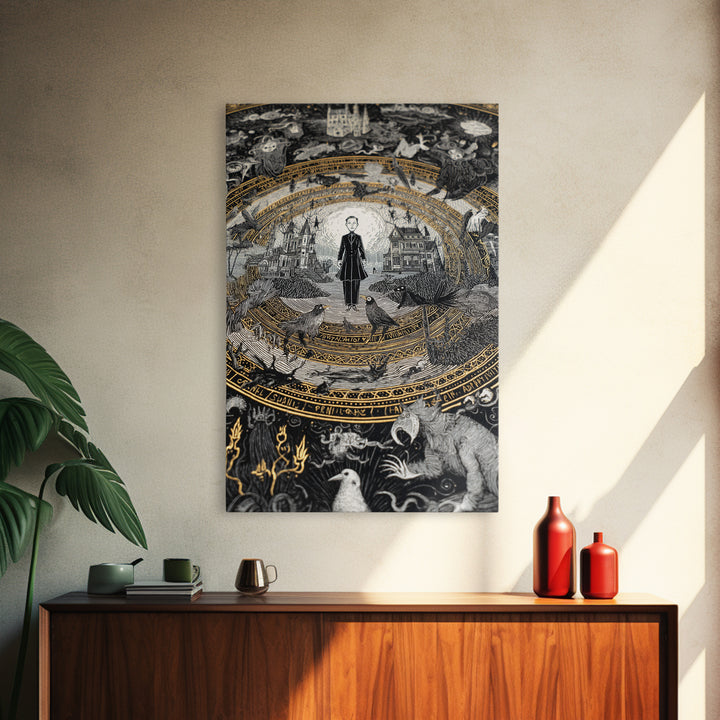 The Antique Spirit Board, Victorian Macabre Art, Vertical Wall Art, Gothic Horror Wall Art, Canvas Print, Halloween Wall Art