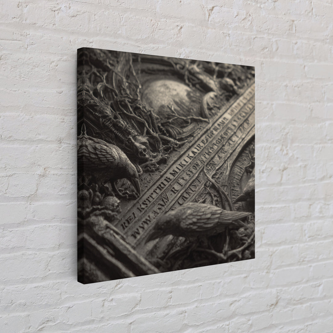 The Antique Spirit Board, Biomechanical Horror Art, Square Wall Art, Dark Fantasy Wall Art, Framed Canvas Print, Halloween Wall Art