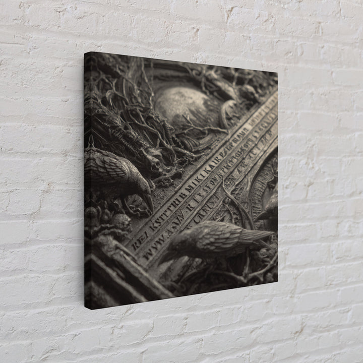The Antique Spirit Board, Biomechanical Horror Art, Square Wall Art, Dark Fantasy Wall Art, Framed Canvas Print, Halloween Wall Art