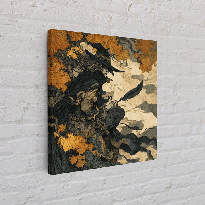The Raven-Feather Quill, Gothic Storybook Art, Square Wall Art, Gothic Horror Wall Art, Canvas Print, Halloween Wall Art