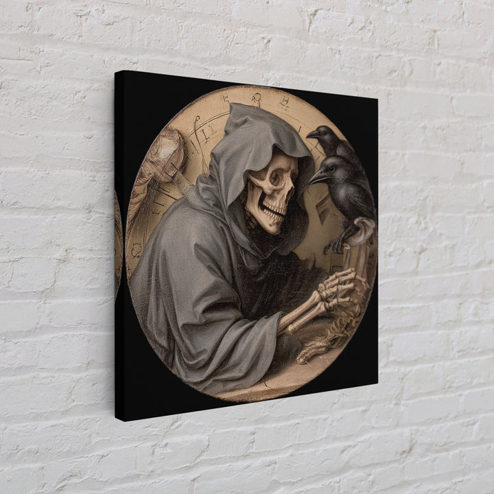 The Cursed Pocket Watch, Danse Macabre Art, Square Wall Art, Macabre Wall Art, Framed Canvas Print, Halloween Wall Art