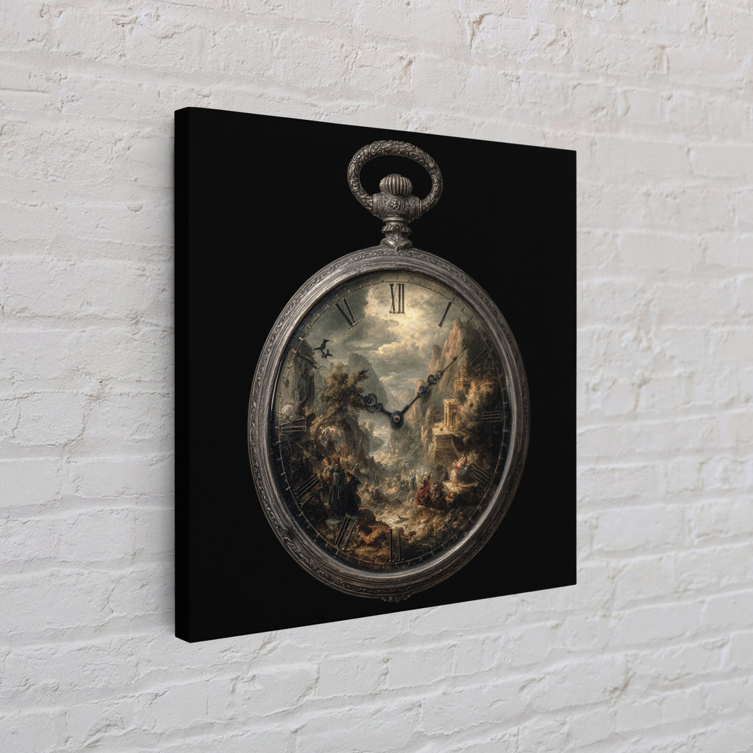 The Cursed Pocket Watch, Baroque Witchcraft Art, Square Wall Art, Dark Halloween Decor, Canvas Print, Halloween Wall Art