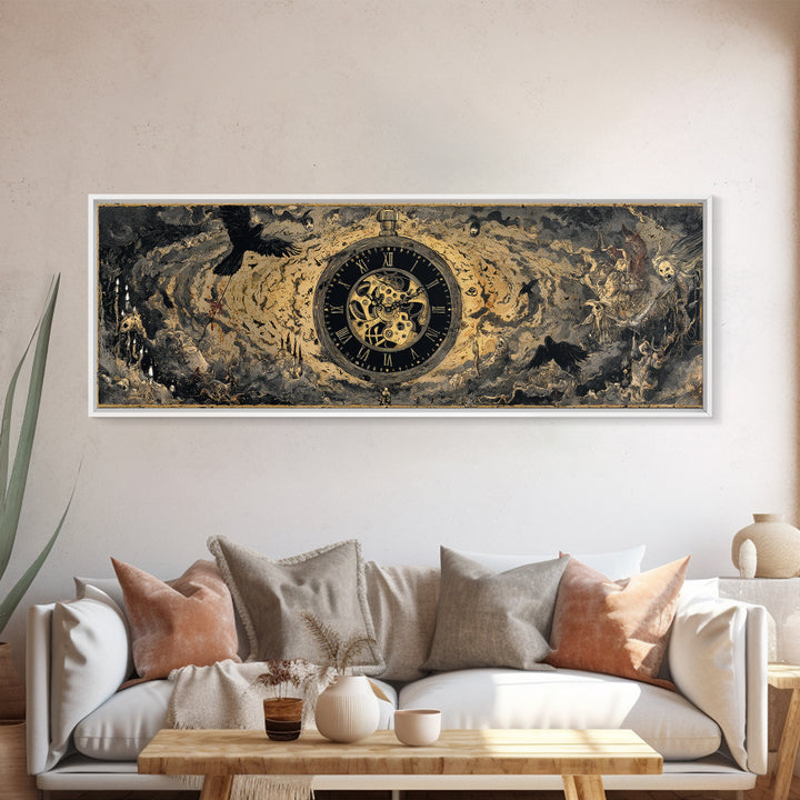 The Cursed Pocket Watch, Dark Romantic Horror Art, Extra Wide Wall Art, Dark Halloween Decor, Canvas Print, Halloween Wall Art