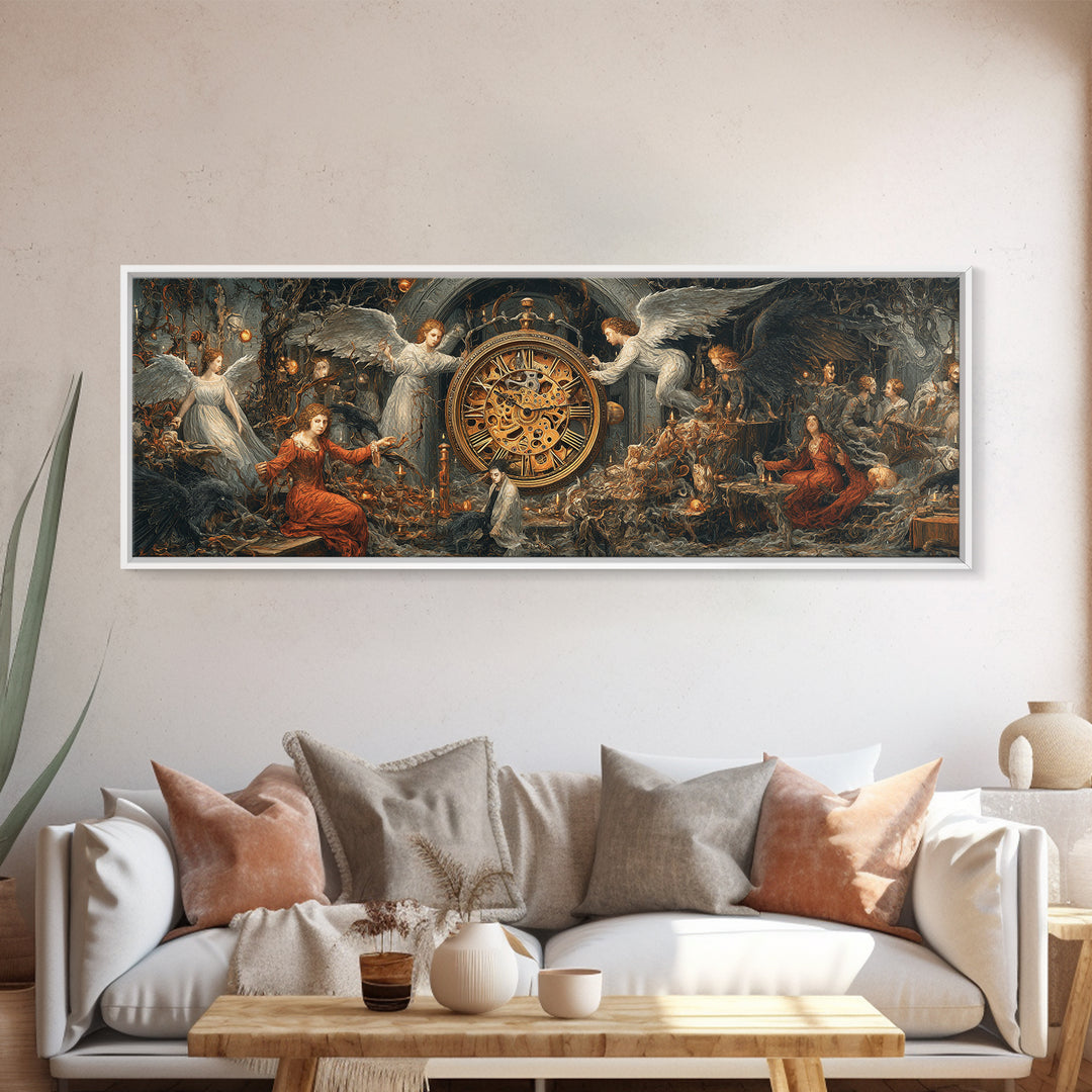 The Cursed Pocket Watch, Visionary Gothic Art, Extra Wide Wall Art, Gothic Horror Wall Art, Canvas Print, Halloween Wall Art