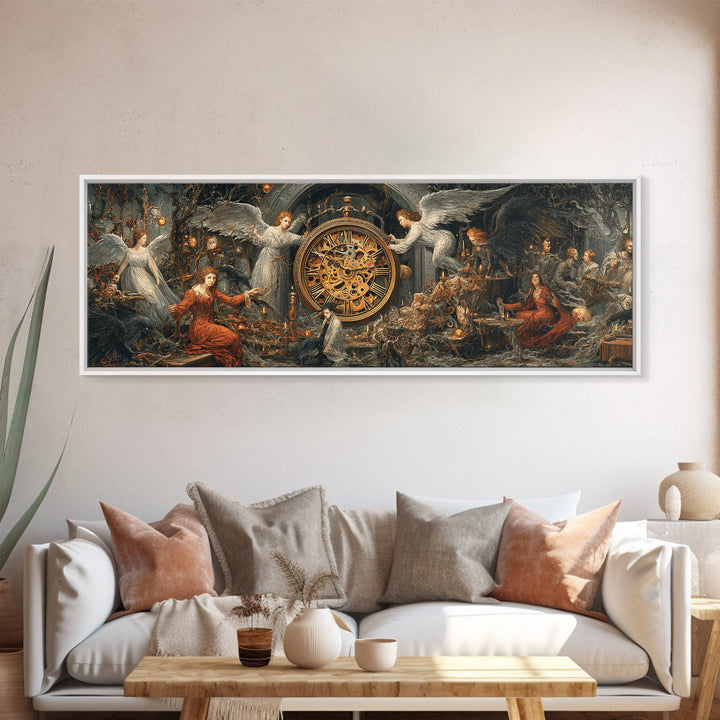 The Cursed Pocket Watch, Visionary Gothic Art, Extra Wide Wall Art, Gothic Horror Wall Art, Canvas Print, Halloween Wall Art