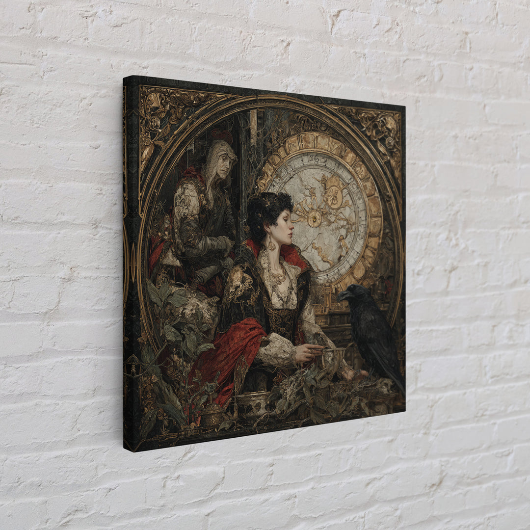 The Cursed Pocket Watch, Ornate Symbolist Art, Square Wall Art, Gothic Horror Wall Art, Framed Canvas Print, Halloween Wall Art
